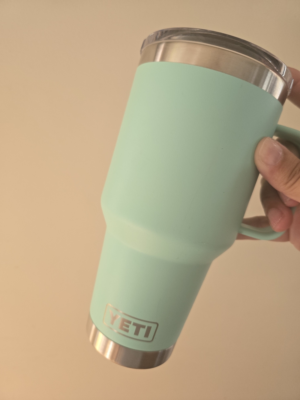 YETI Mint Green Rambler Travel Mug - Insulated Handle Tumbler